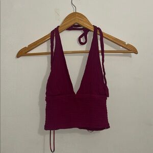 Garage Magenta Halter Crop Top